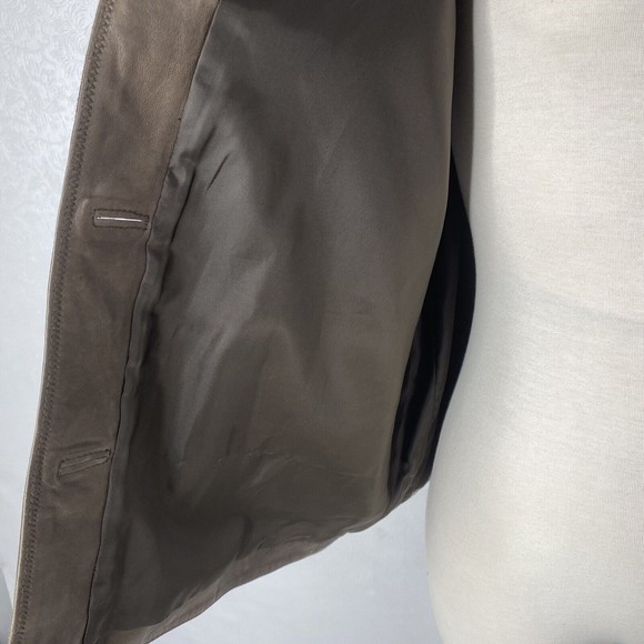 J Jill Sz M Brown Leather Shimm Swing Jacket - Picture 8 of 12